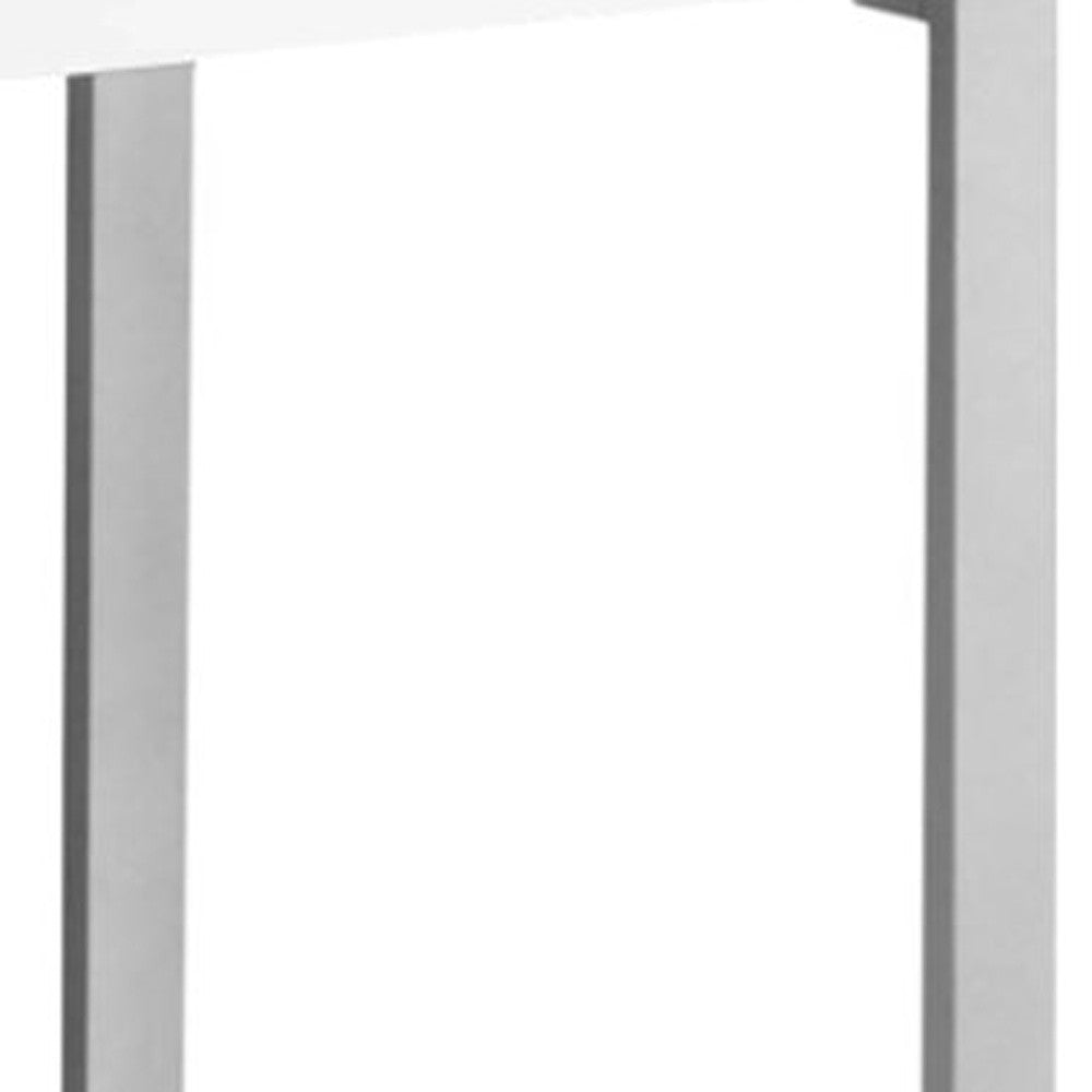 24" Dark Brown and Silver Computer Desk With Two Drawers-Desks-DECOROLALA