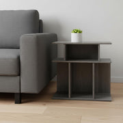 24" Dark Gray Wood End Table With Six Open Shelves-End-Side Tables-DECOROLALA