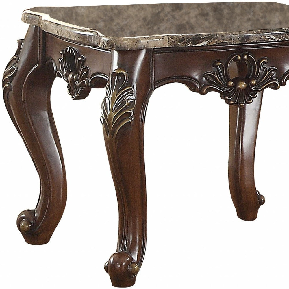 24" Dark Walnut Faux Marble Square End Table-End-Side Tables-DECOROLALA