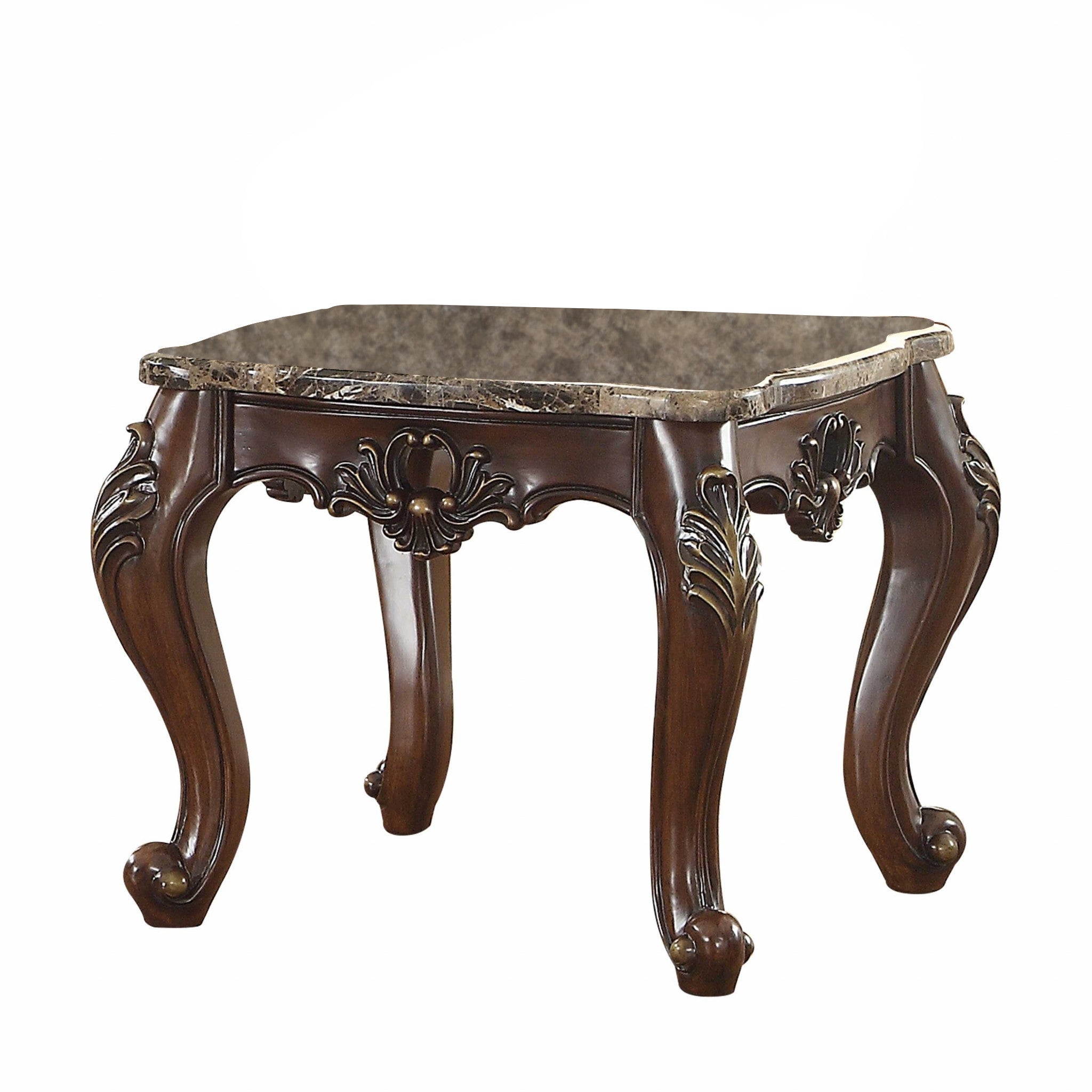 24" Dark Walnut Faux Marble Square End Table-End-Side Tables-DECOROLALA