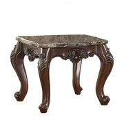 24" Dark Walnut Faux Marble Square End Table-End-Side Tables-DECOROLALA