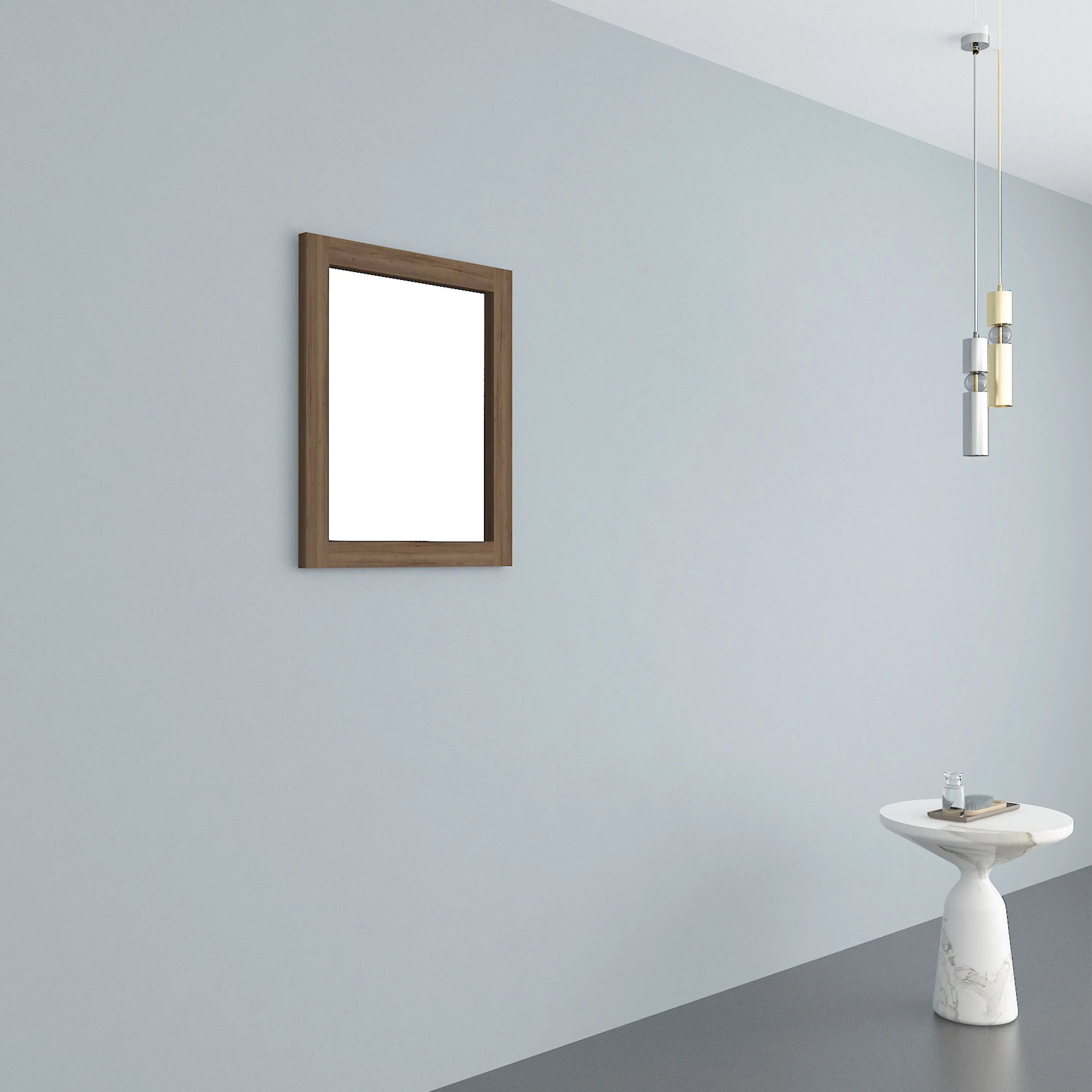 24" Frosted Oak Rectangular Framed Mirror - Designed for Horizontal & Vertical Installation