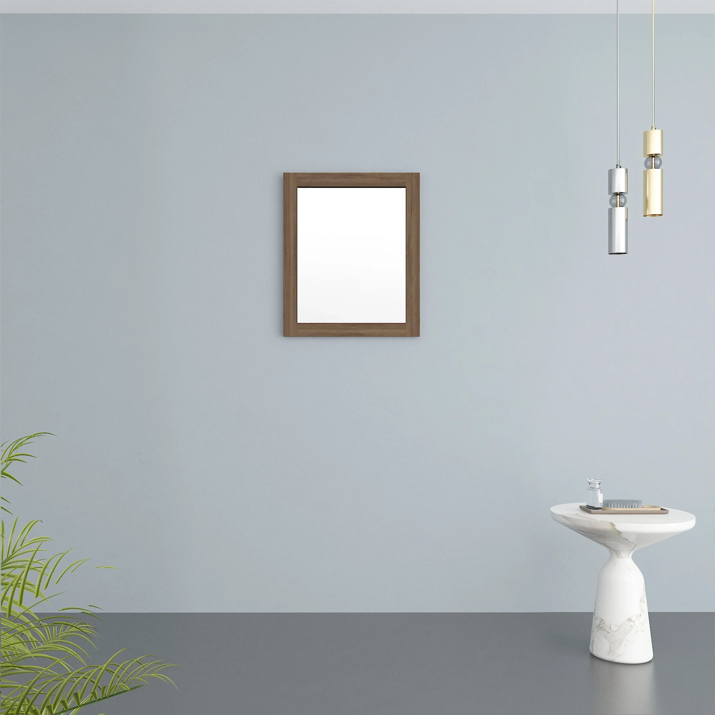 24" Frosted Oak Rectangular Framed Mirror - Designed for Horizontal & Vertical Installation
