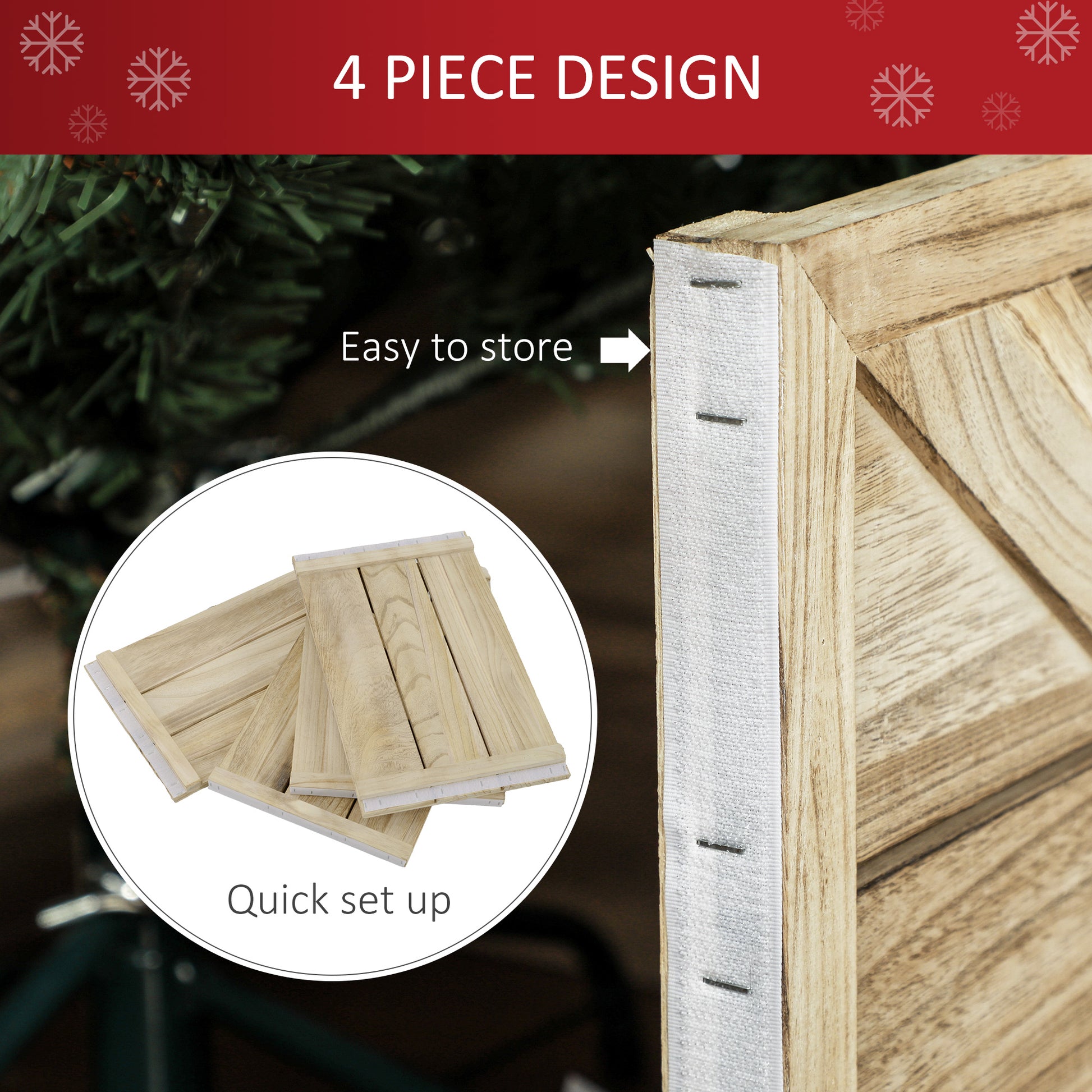 24" Farmhouse Wooden Christmas Tree Collar - Distressed Wood-Home Furnishings > Holiday & Seasonal > Christmas Trees-DECOROLALA