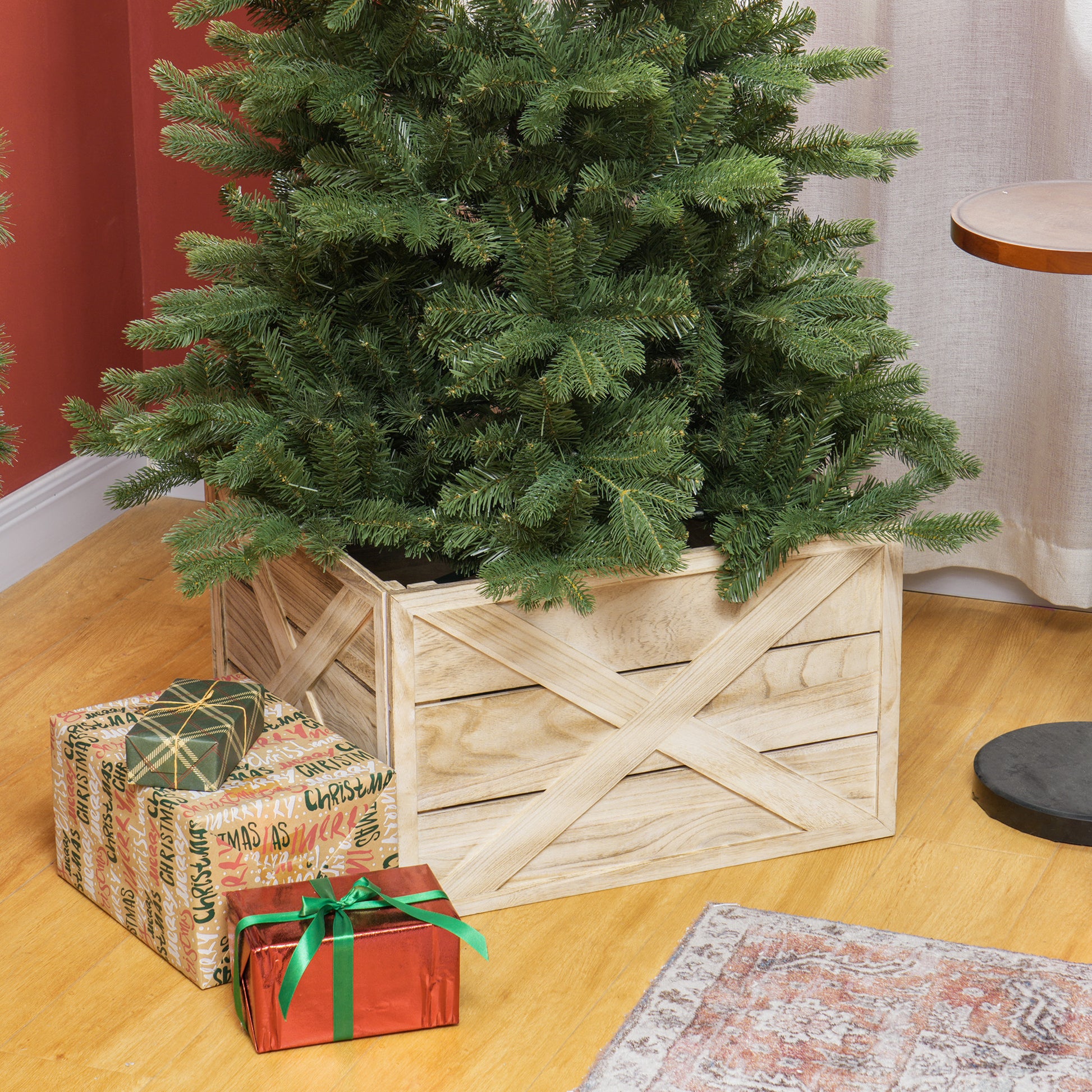 24" Farmhouse Wooden Christmas Tree Collar - Distressed Wood-Home Furnishings > Holiday & Seasonal > Christmas Trees-DECOROLALA