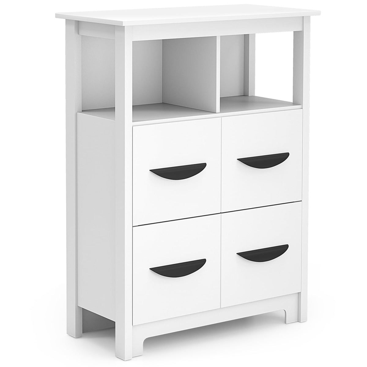 24" Floor Storage Cabinet with 2 Drawers and 2 Shelves - White-Floor Cabinets-DECOROLALA