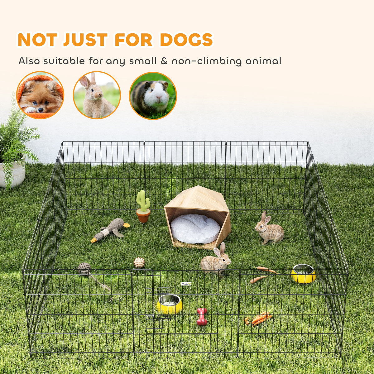24" Foldable Metal Pet Playpen - 12 Panels Black Dog Kennel-Dogs-DECOROLALA