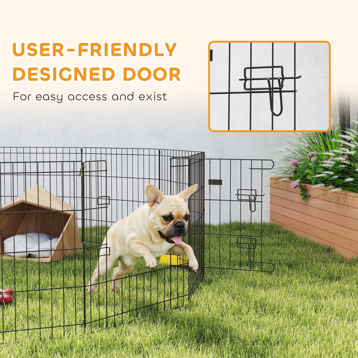 24" Foldable Metal Pet Playpen - 12 Panels Black Dog Kennel-Dogs-DECOROLALA