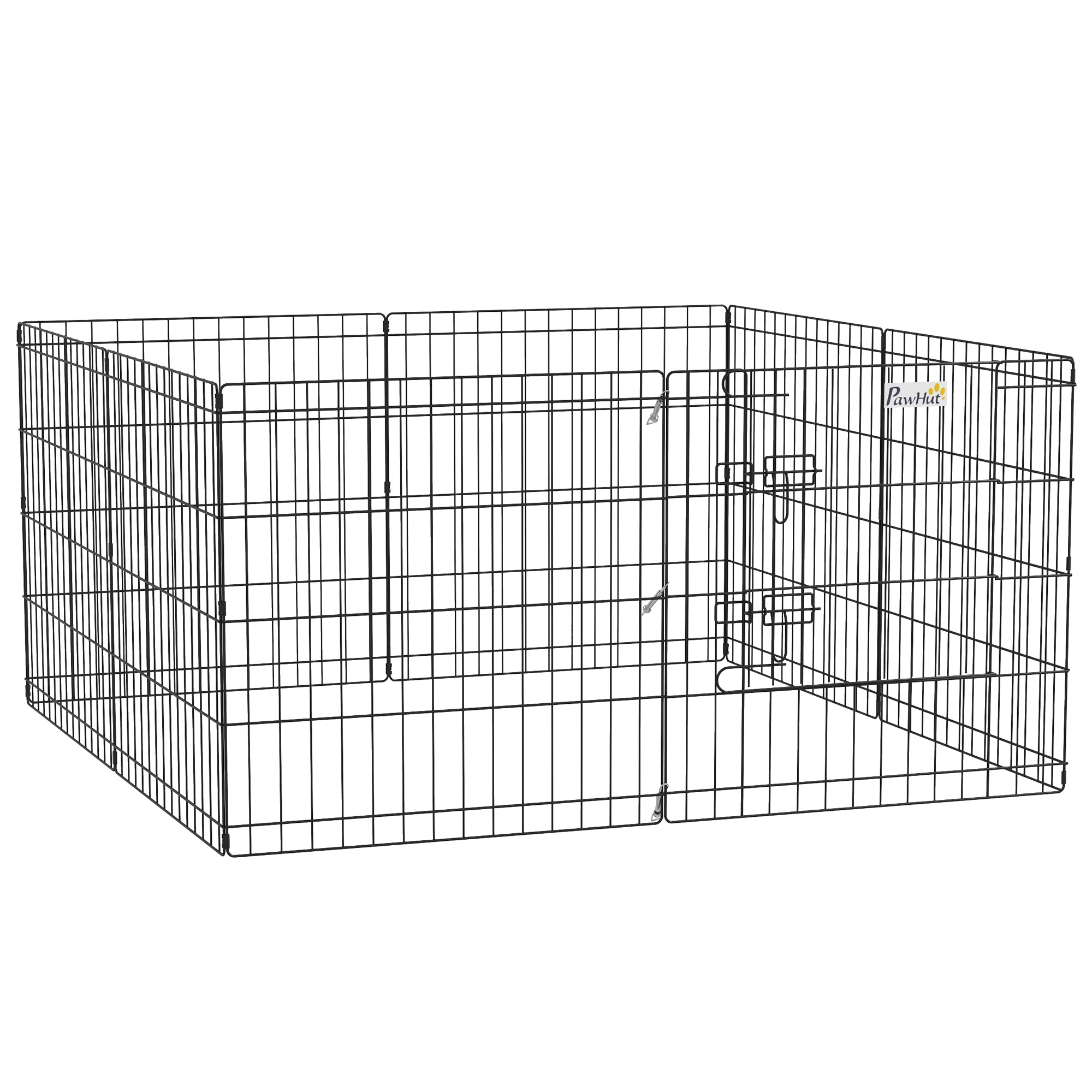 24" Foldable Metal Pet Playpen - 8 Panel Black Exercise Yard-Dogs-DECOROLALA