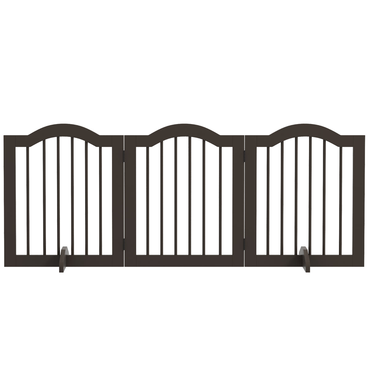 24" Freestanding 3-Panel Pet Gate with Support Feet - Coffee-Dogs-DECOROLALA