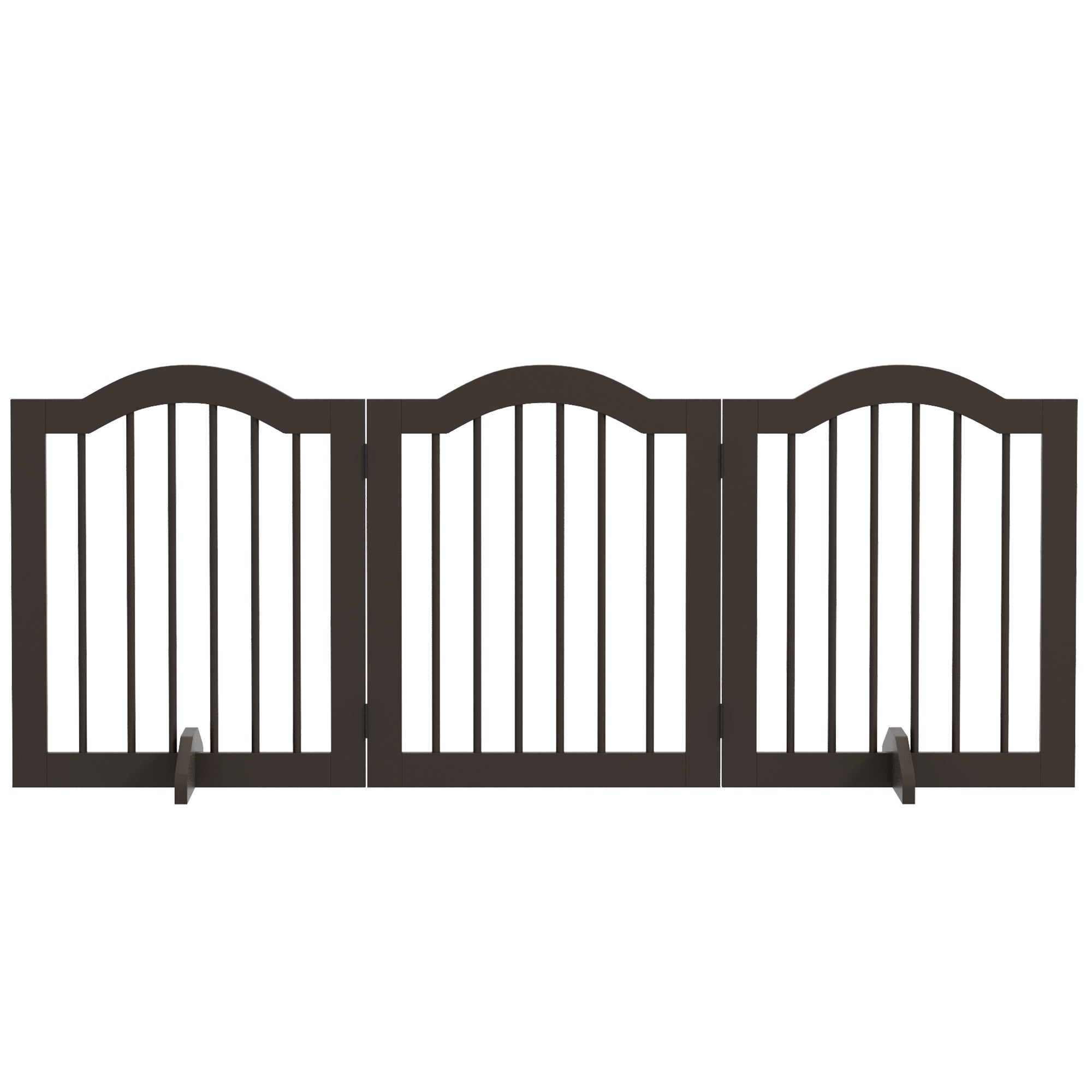 24" Freestanding Pet Gate For Dogs with 2 Support Feet, Coffee-Dogs-DECOROLALA