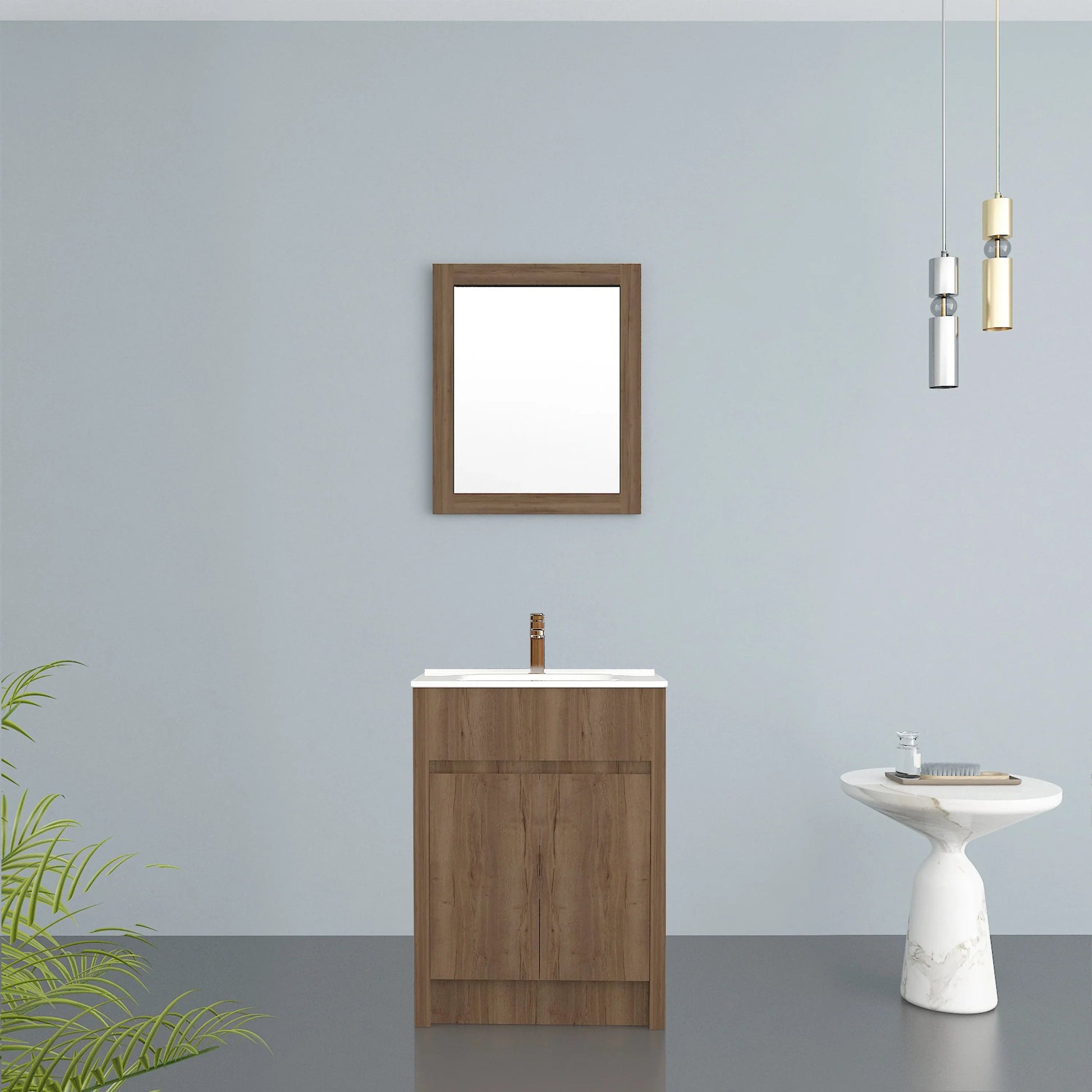 24" Frosted Oak Rectangular Framed Mirror - Designed for Horizontal & Vertical Installation-Mirror-DECOROLALA