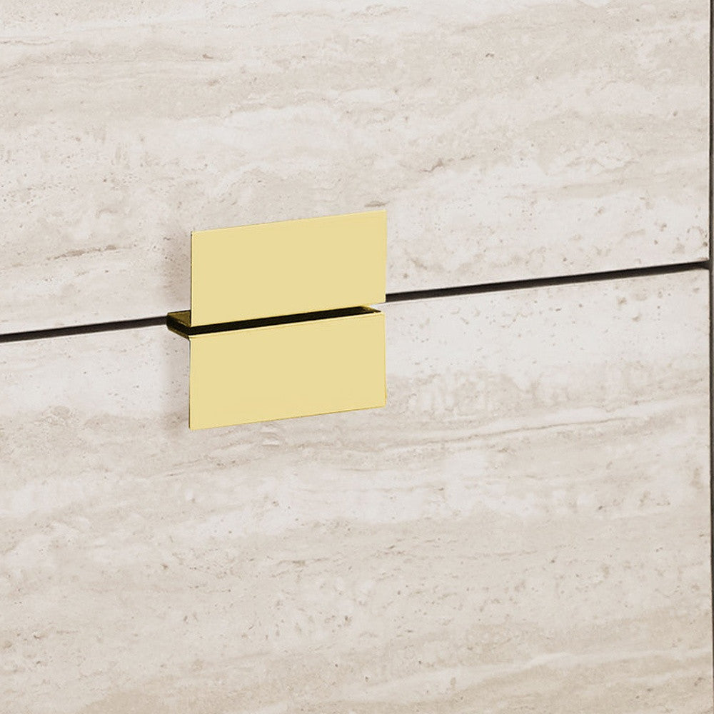 24" Gold And Beige End Table With Two Drawers-End-Side Tables-DECOROLALA