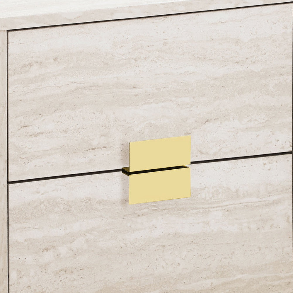 24" Gold And Beige End Table With Two Drawers-End-Side Tables-DECOROLALA