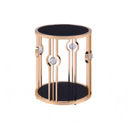 24" Gold And Black Glass Round End Table-End-Side Tables-DECOROLALA