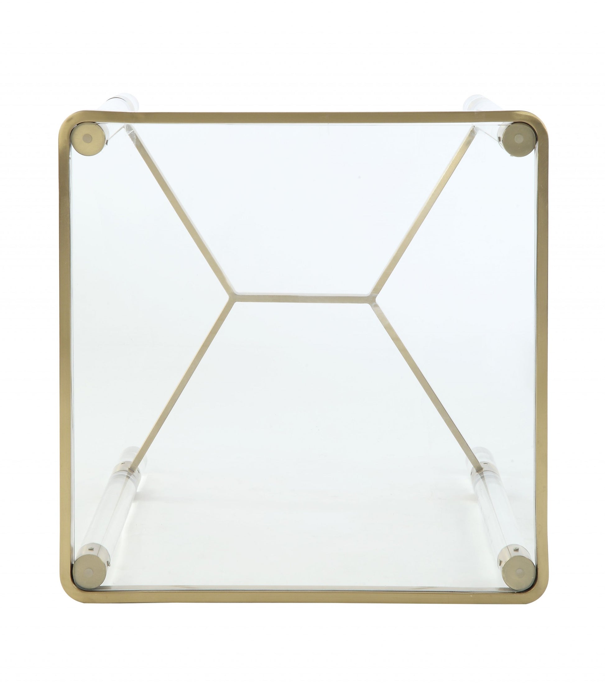 24" Gold And Clear Glass End Table-End-Side Tables-DECOROLALA