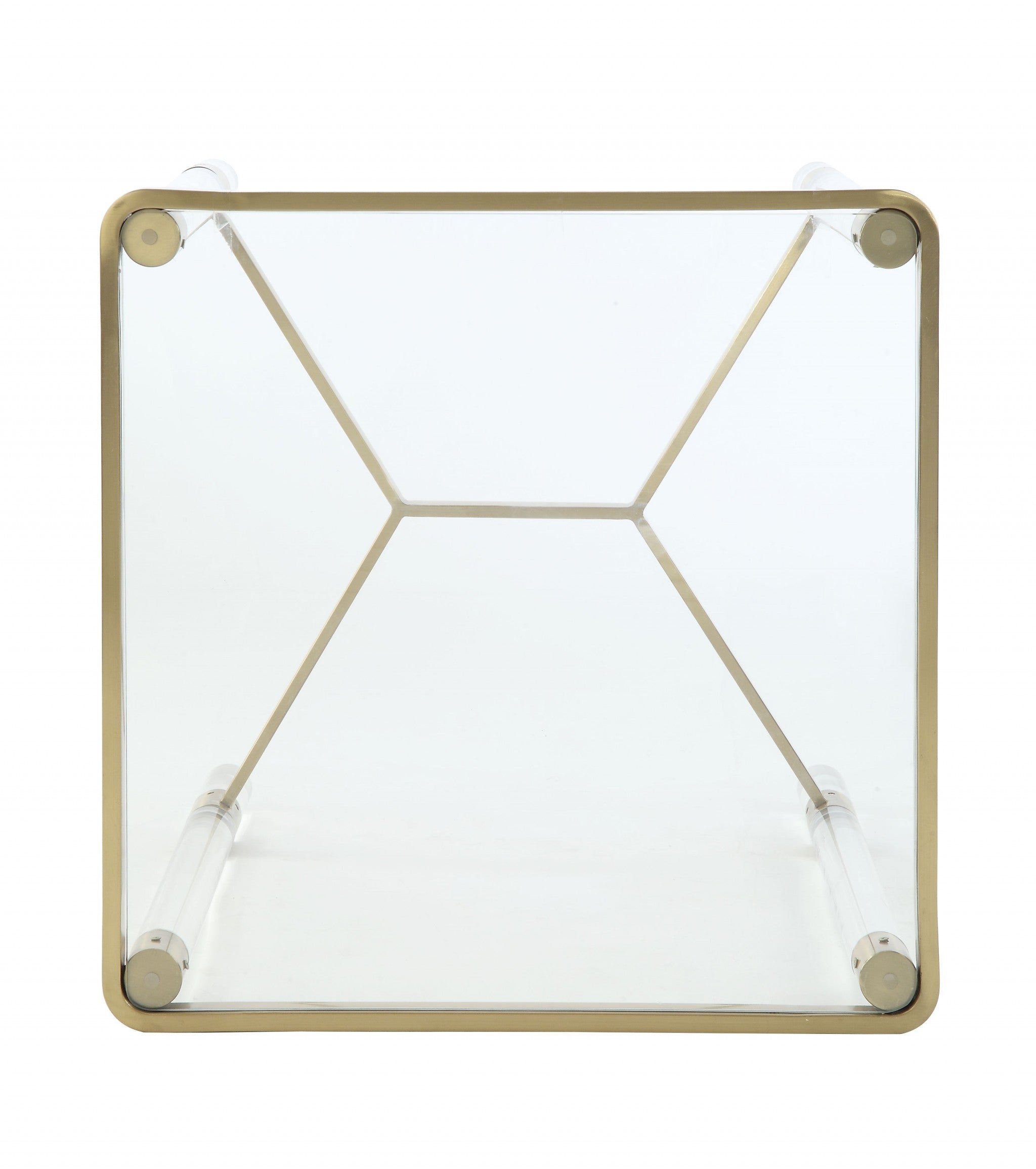 24" Gold And Clear Glass End Table-End-Side Tables-DECOROLALA