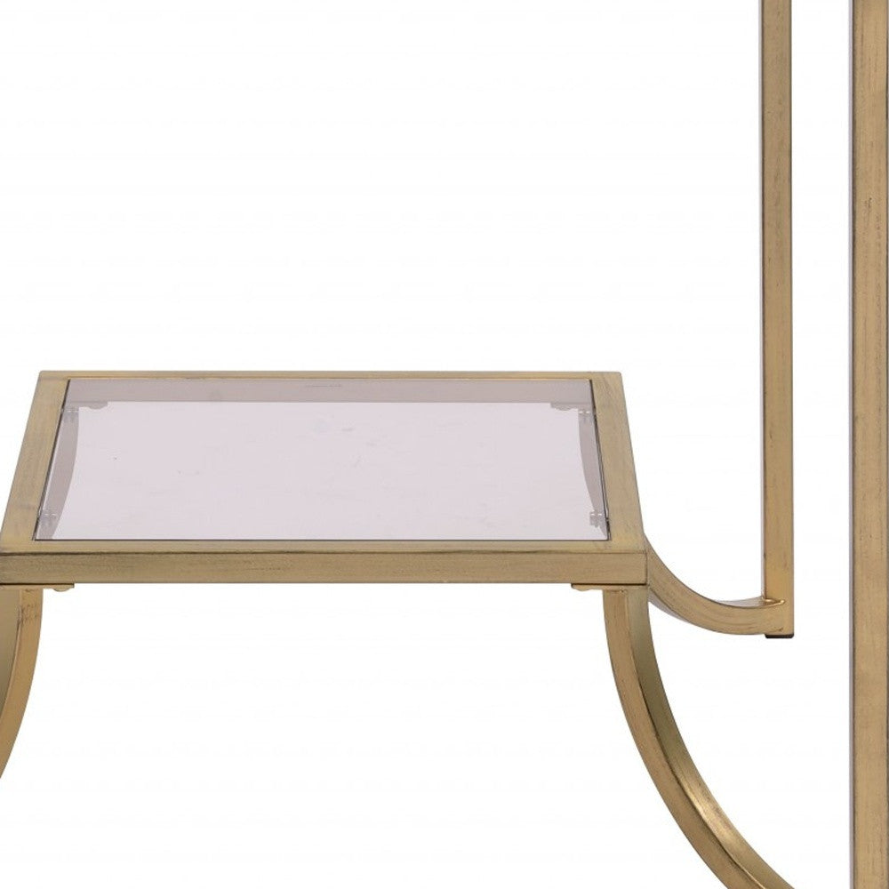 24" Gold And Clear Glass End Table-End-Side Tables-DECOROLALA