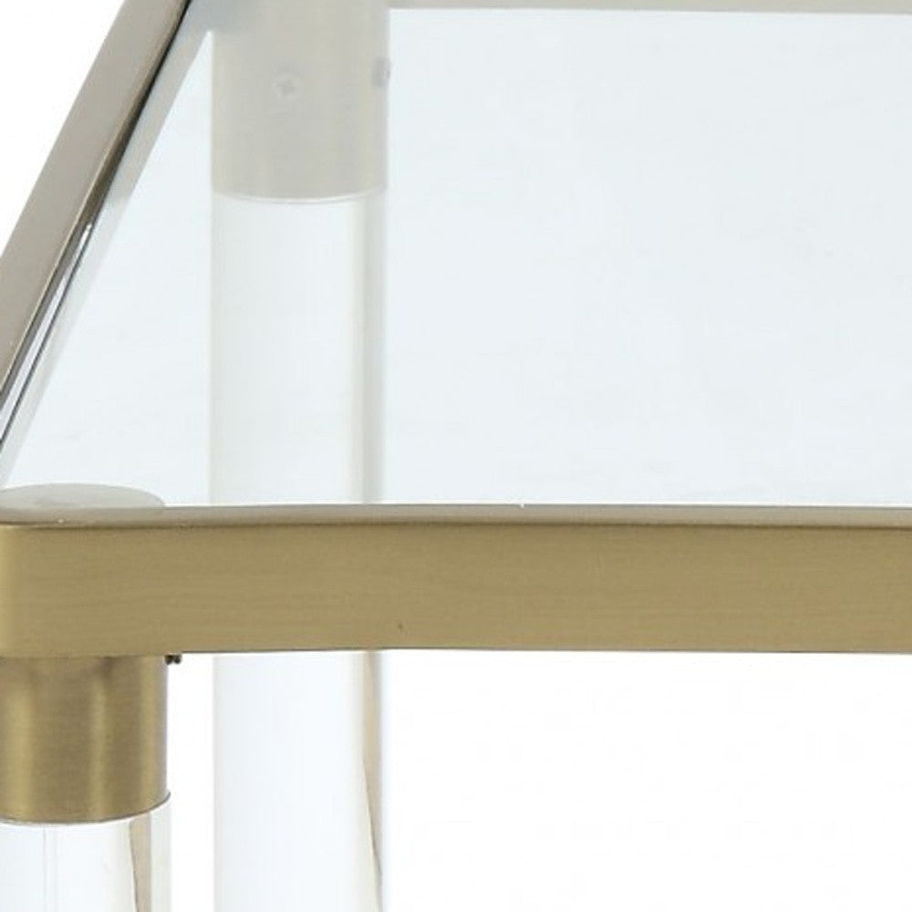 24" Gold And Clear Glass End Table-End-Side Tables-DECOROLALA