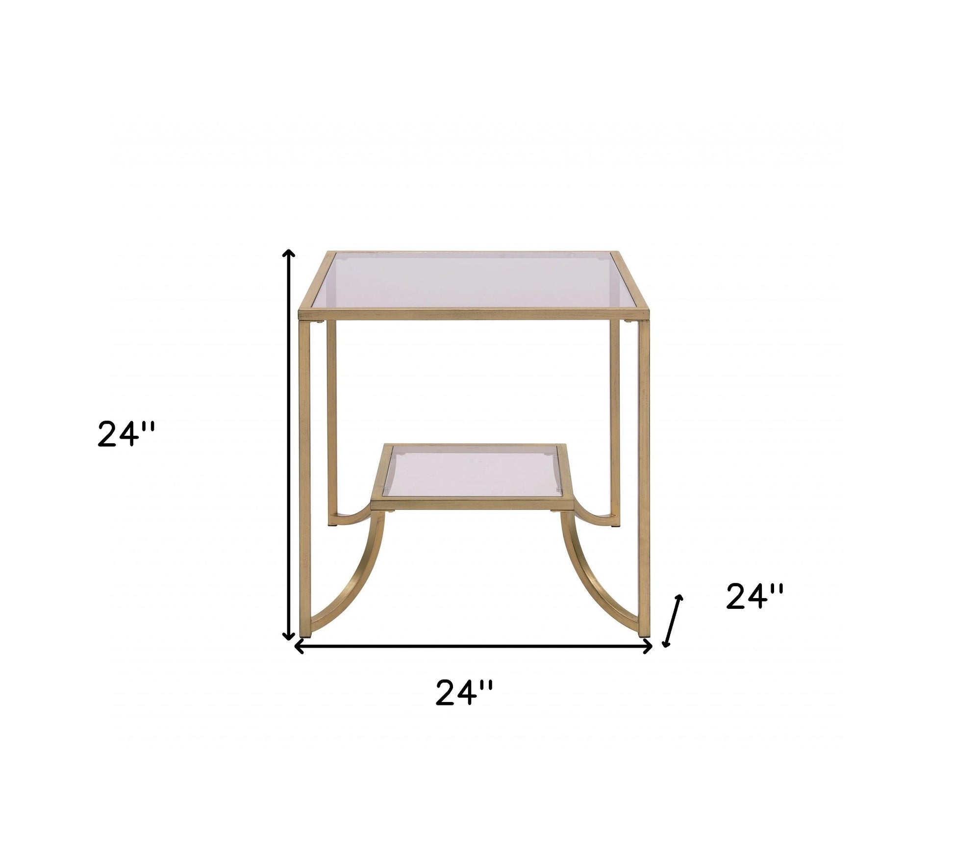 24" Gold And Clear Glass End Table-End-Side Tables-DECOROLALA