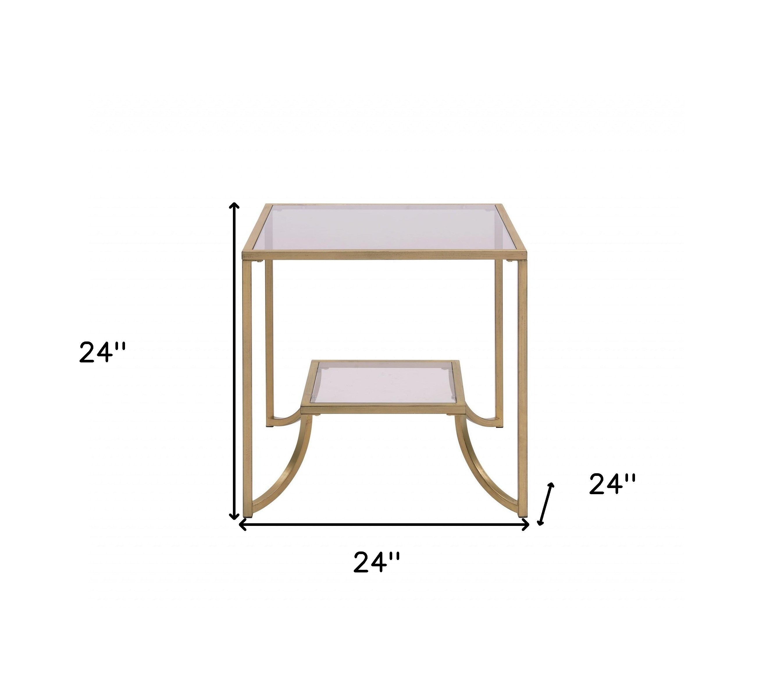 24" Gold And Clear Glass End Table-End-Side Tables-DECOROLALA
