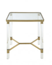 24" Gold And Clear Glass End Table-End-Side Tables-DECOROLALA