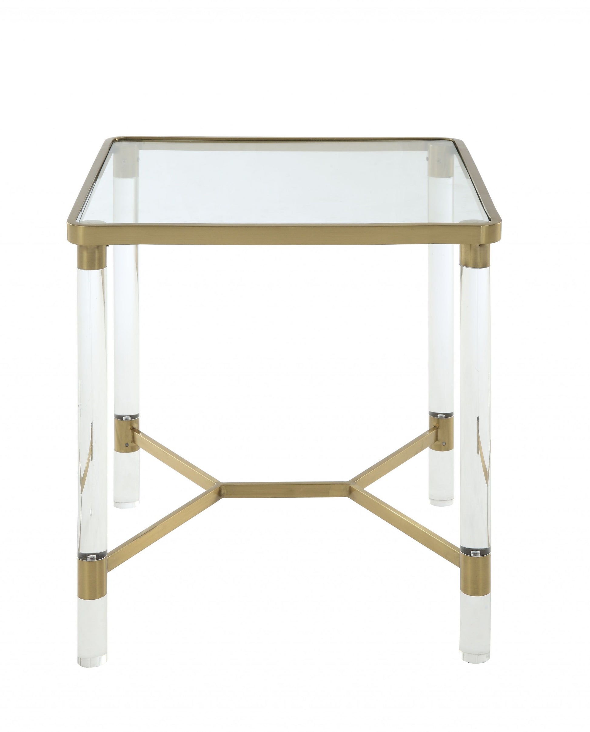 24" Gold And Clear Glass End Table-End-Side Tables-DECOROLALA