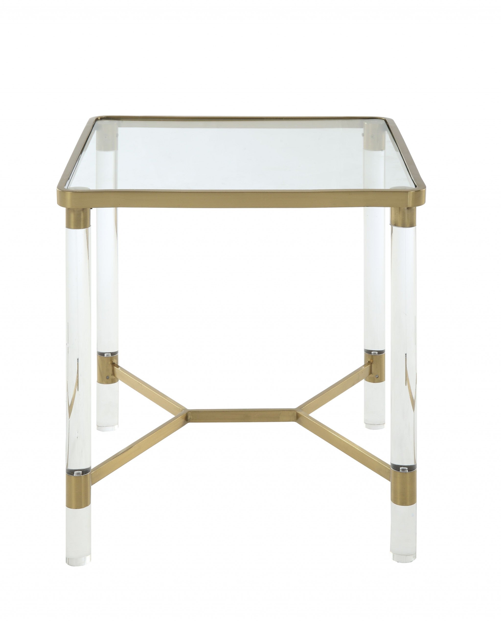 24" Gold And Clear Glass End Table-End-Side Tables-DECOROLALA