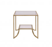 24" Gold And Clear Glass End Table-End-Side Tables-DECOROLALA