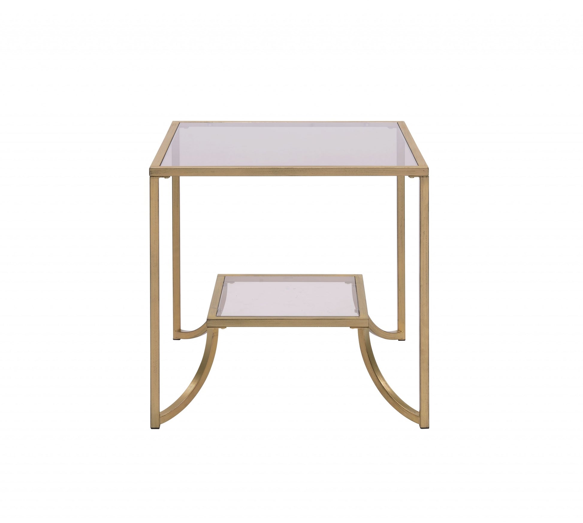 24" Gold And Clear Glass End Table-End-Side Tables-DECOROLALA