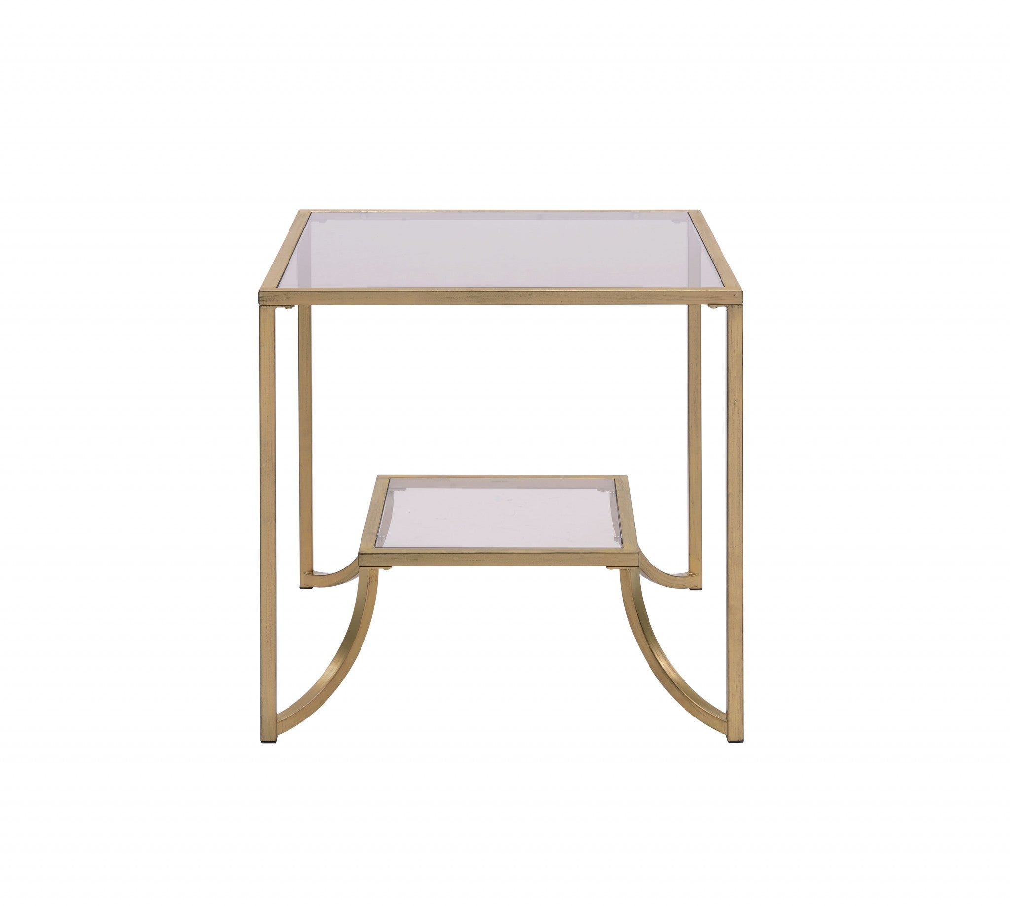 24" Gold And Clear Glass End Table-End-Side Tables-DECOROLALA