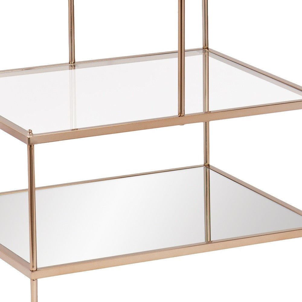 24" Gold And Clear Glass Tiered Rectangular End Table-End-Side Tables-DECOROLALA