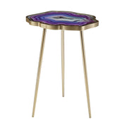 24" Gold And Shades Of Violet Faux Agate End Table-End-Side Tables-DECOROLALA