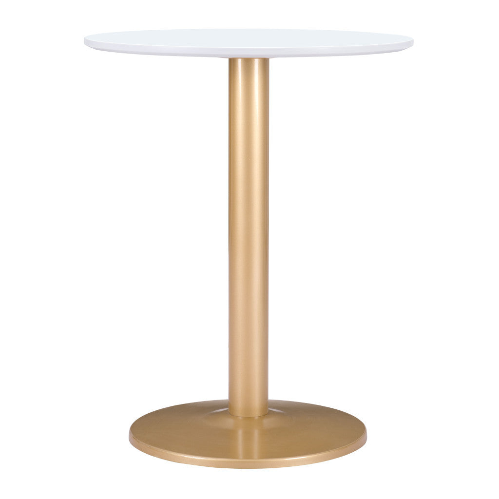 24" Gold And White Round End Table-End-Side Tables-DECOROLALA