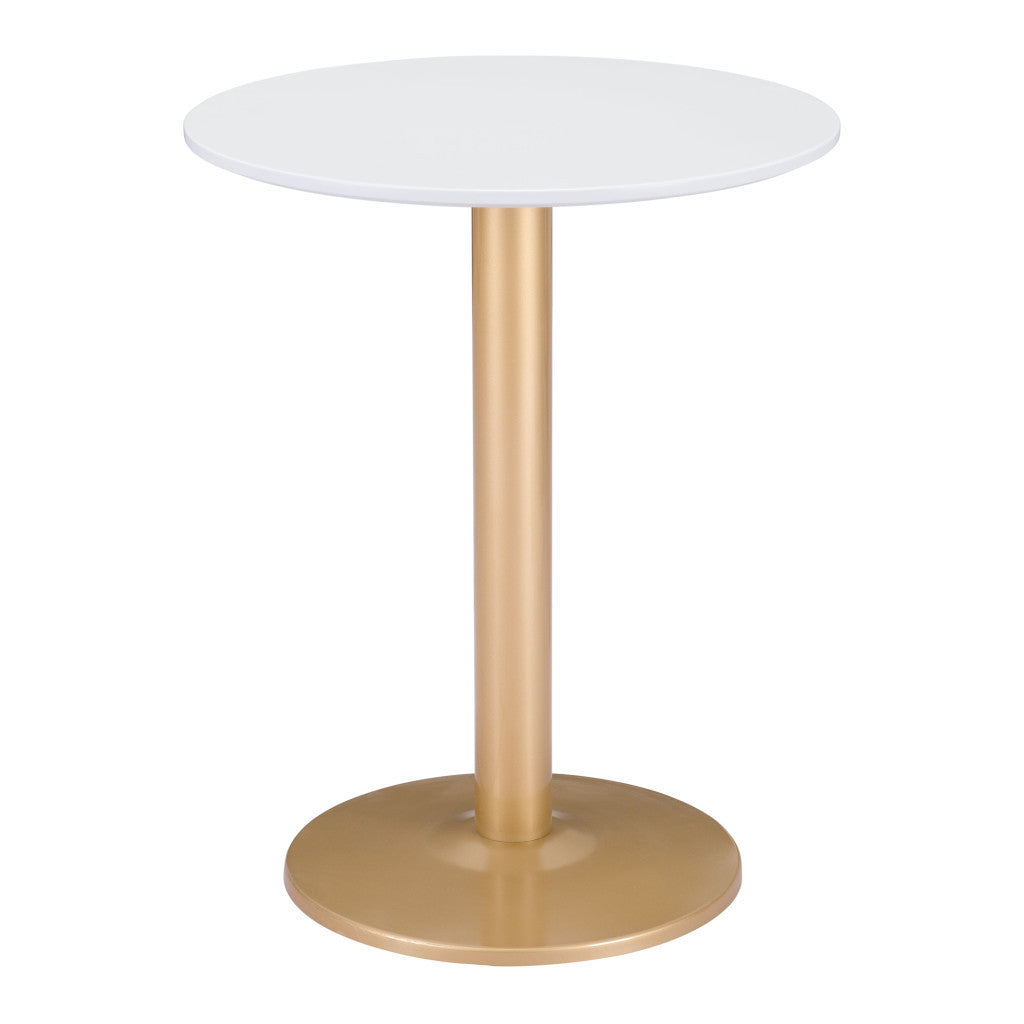24" Gold And White Round End Table-End-Side Tables-DECOROLALA