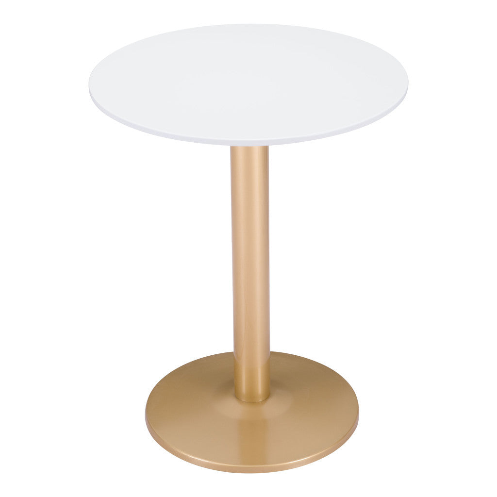 24" Gold And White Round End Table-End-Side Tables-DECOROLALA