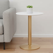 24" Gold And White Round End Table-End-Side Tables-DECOROLALA