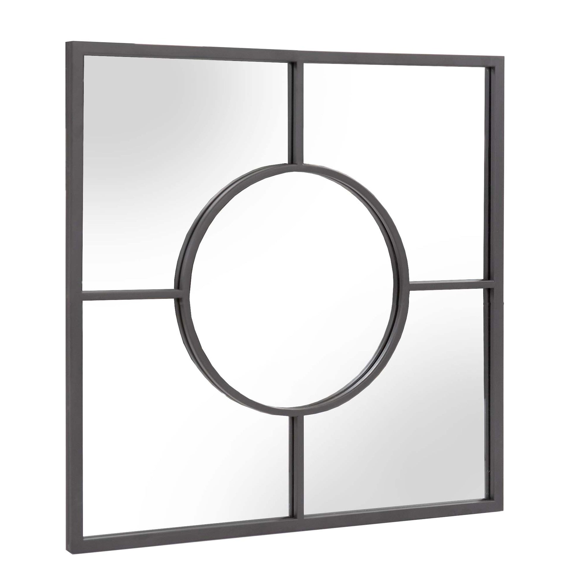 24" Graphite Square Metal Framed Accent Mirror-Mirrors-DECOROLALA