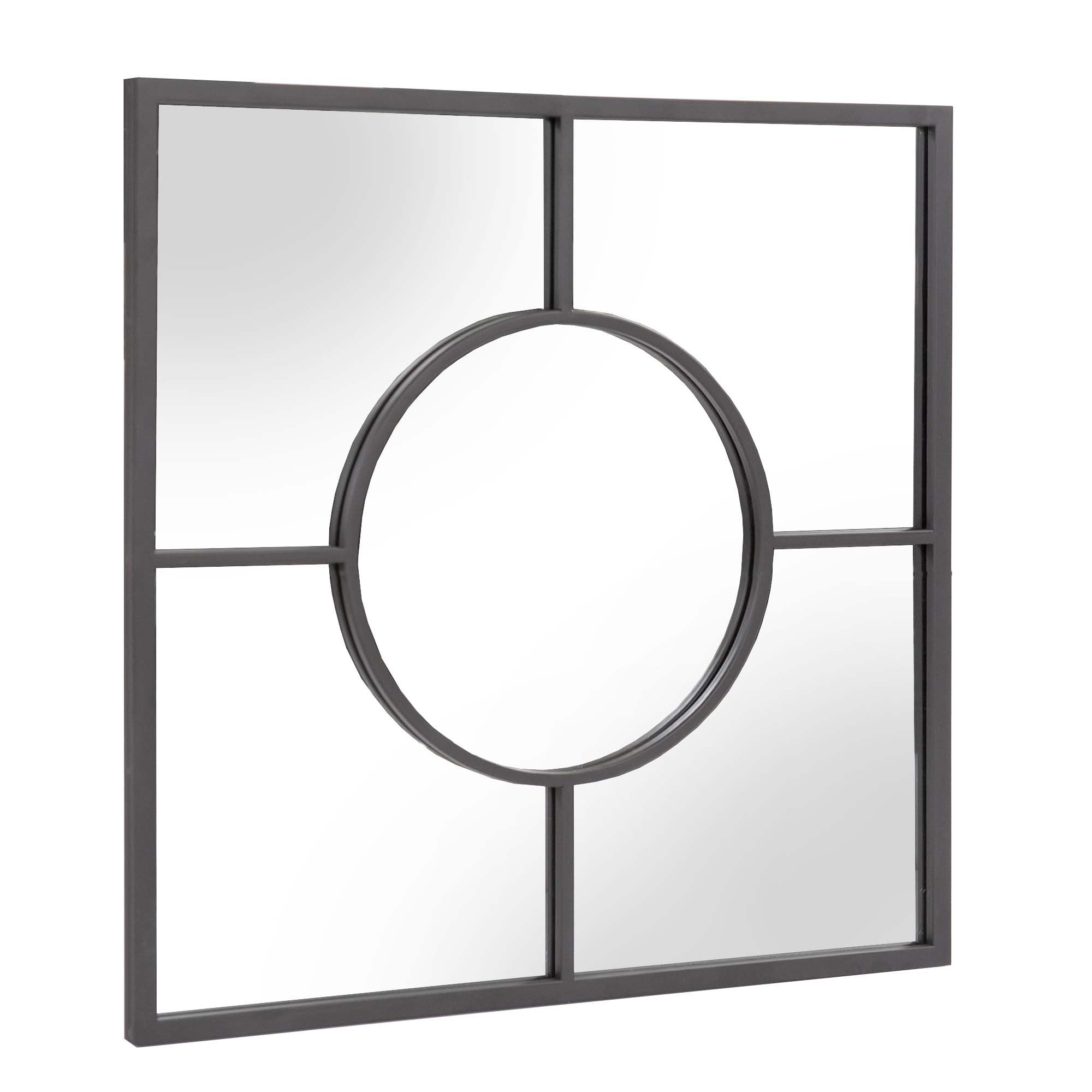 24" Graphite Square Metal Framed Accent Mirror-Mirrors-DECOROLALA