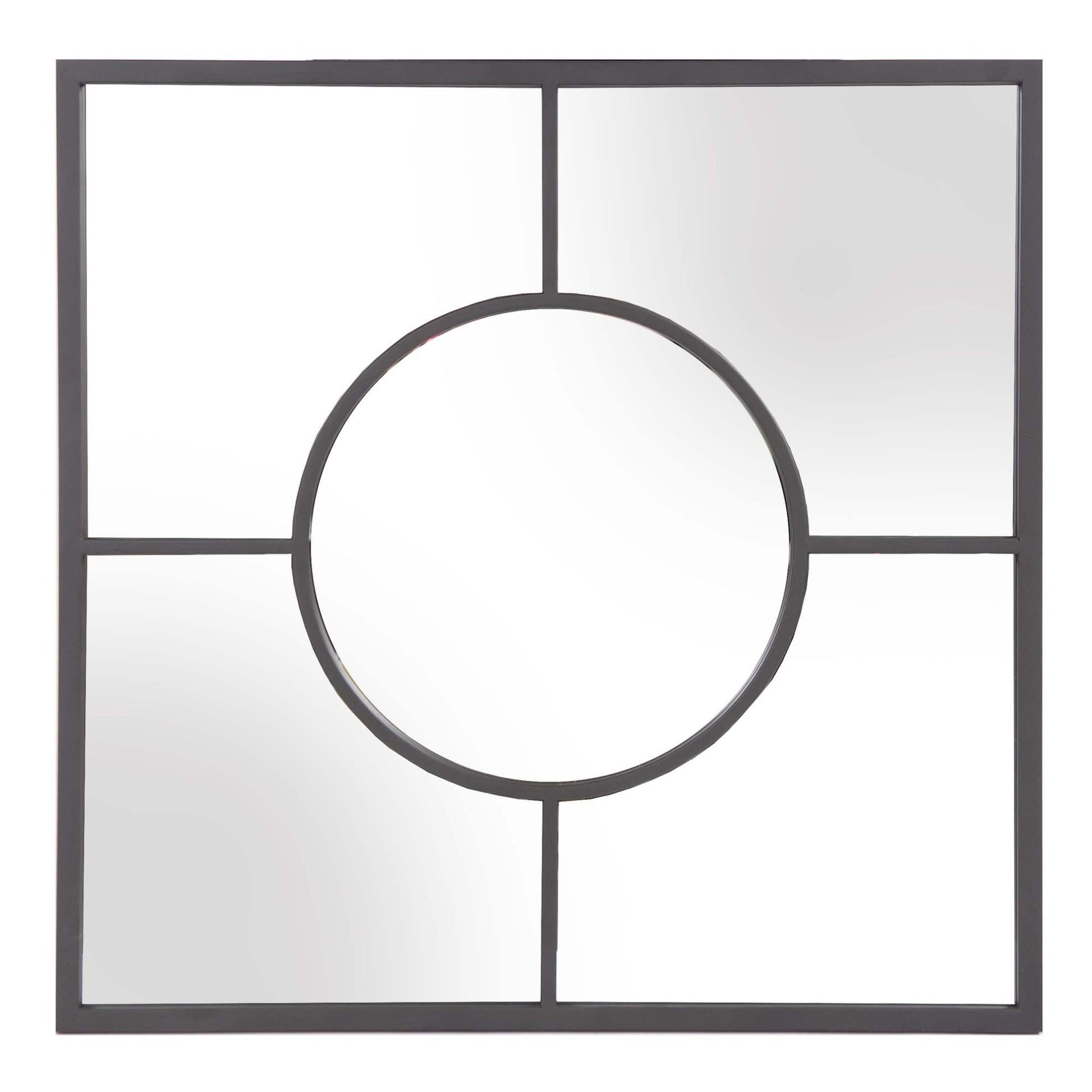 24" Graphite Square Metal Framed Accent Mirror-Mirrors-DECOROLALA
