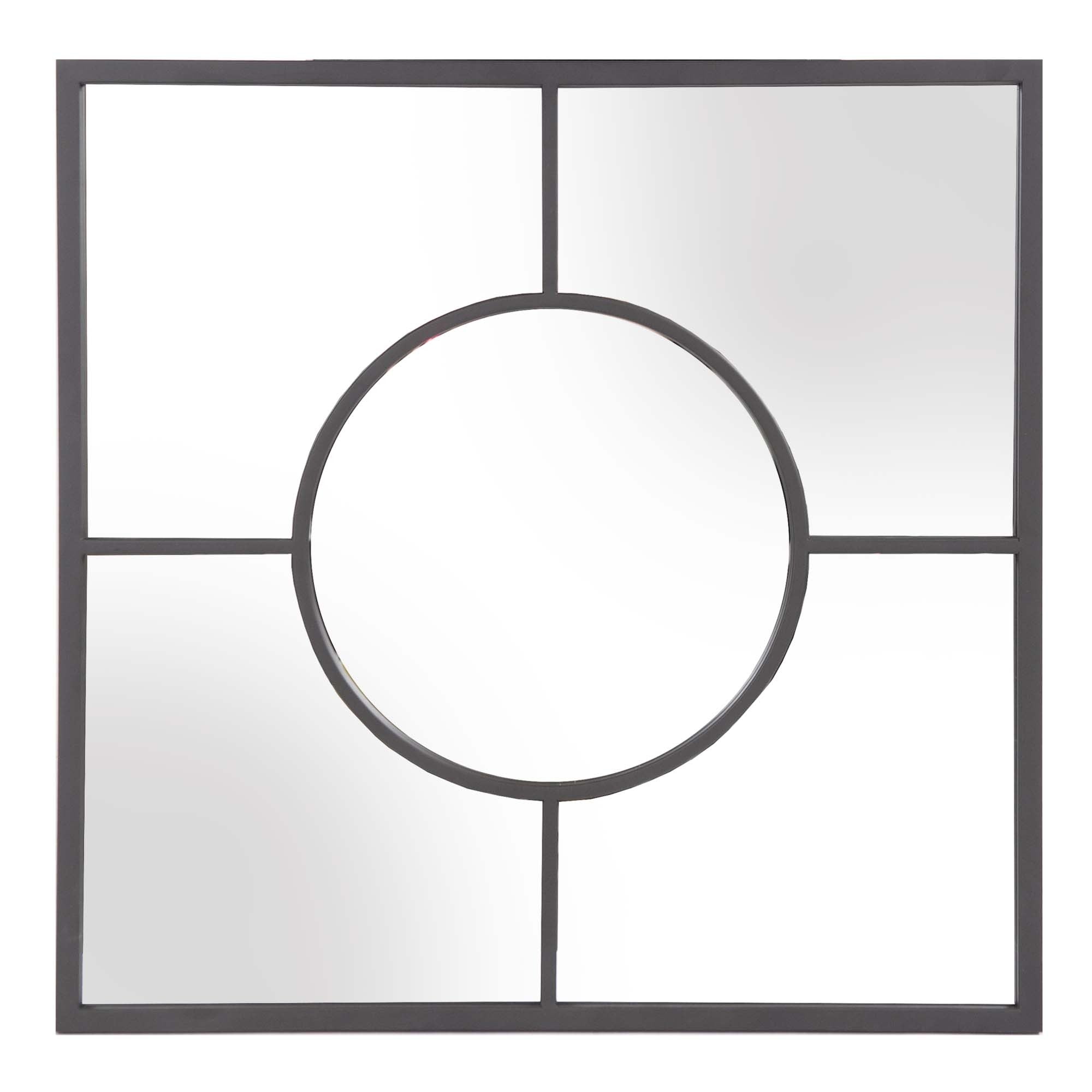 24" Graphite Square Metal Framed Accent Mirror-Mirrors-DECOROLALA