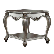 24" Gray Solid Wood End Table With Shelf-End-Side Tables-DECOROLALA