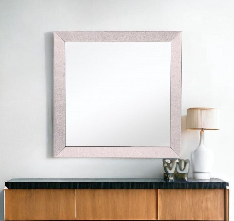 24" Gray Square Glass Framed Accent Mirror-Mirrors-DECOROLALA