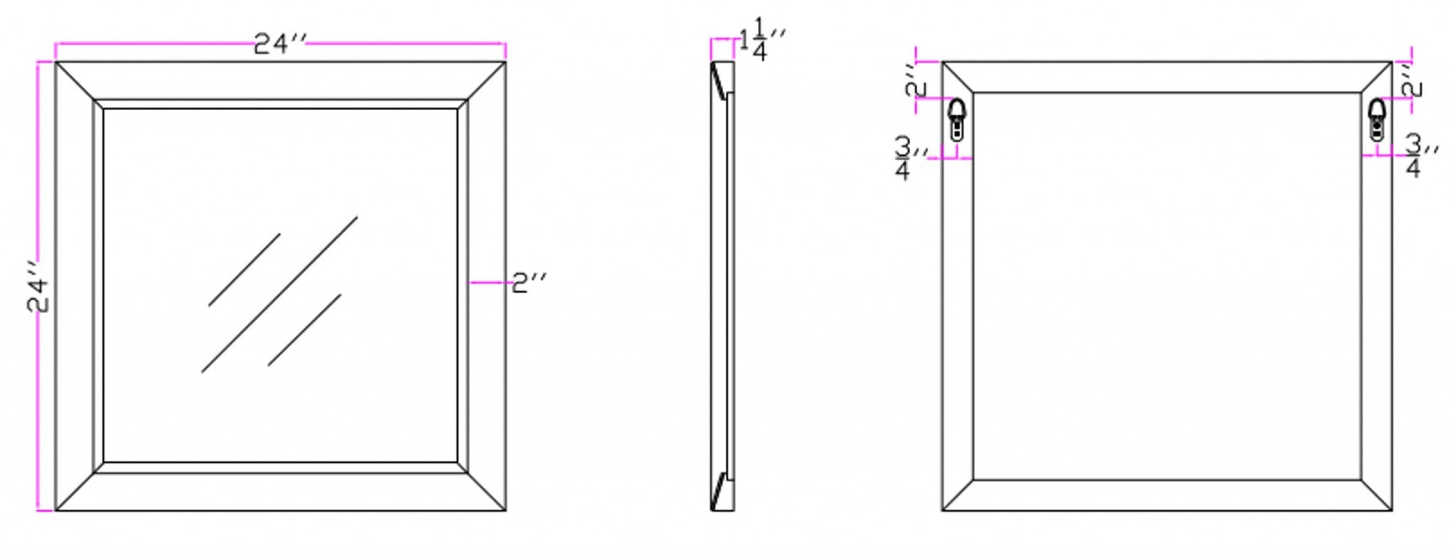 24" Gray Square Glass Framed Accent Mirror-Mirrors-DECOROLALA