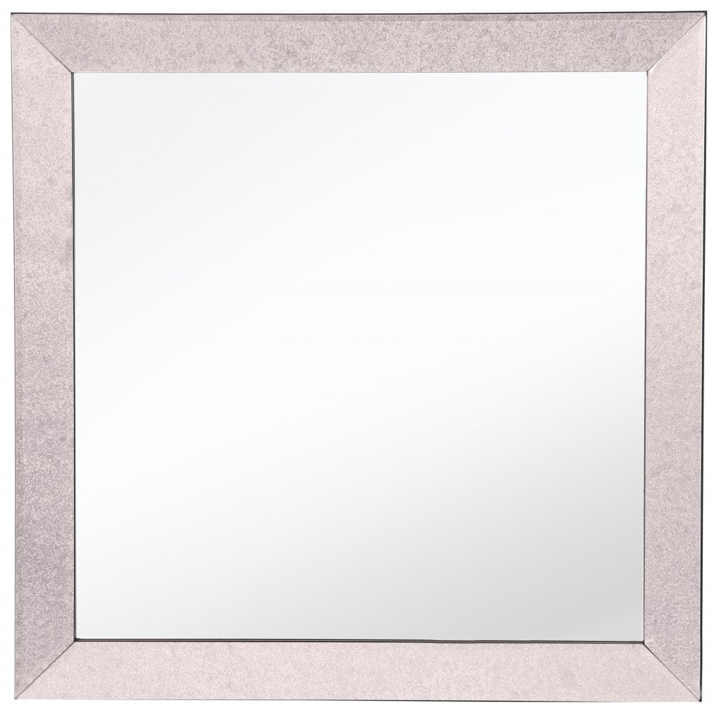 24" Gray Square Glass Framed Accent Mirror-Mirrors-DECOROLALA