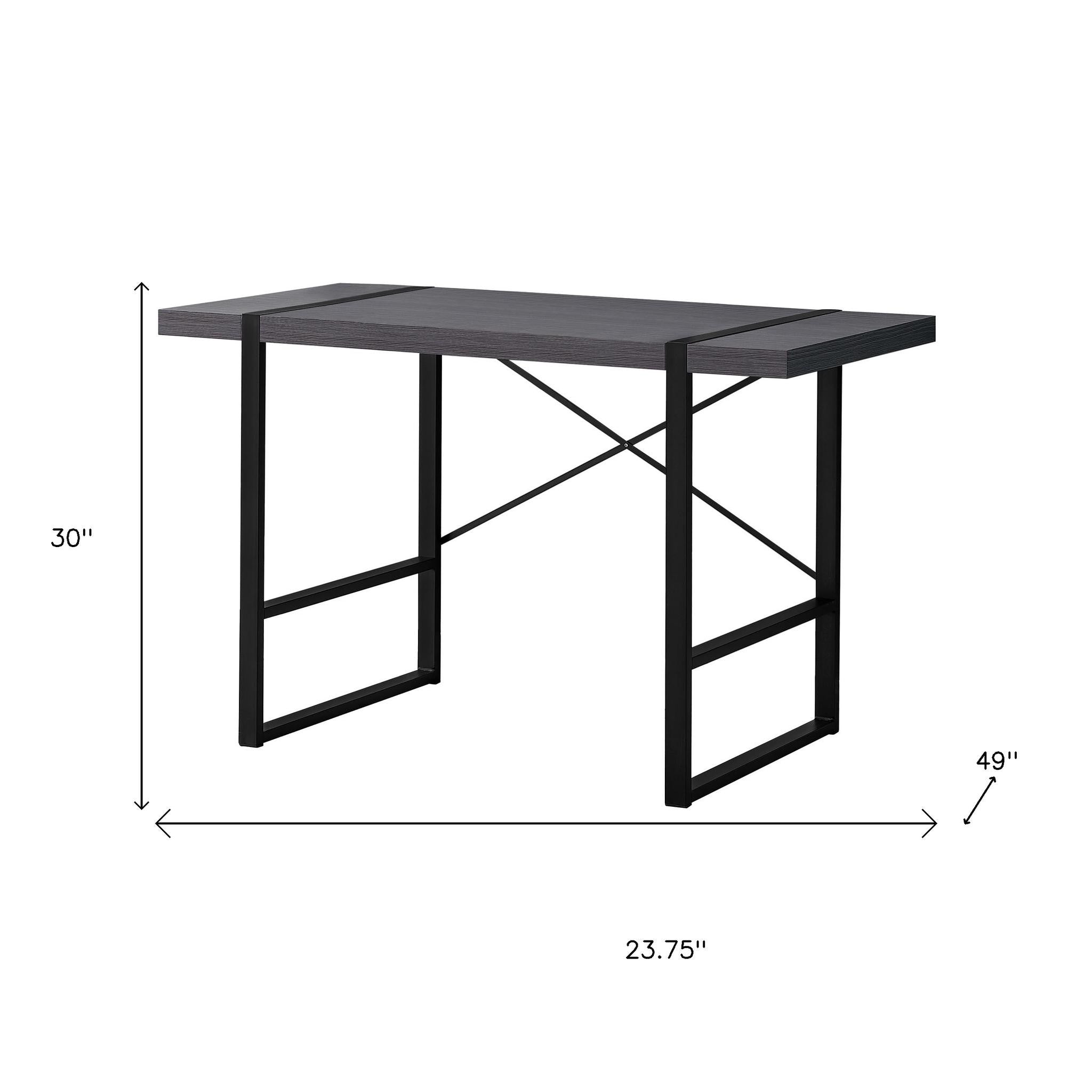 24" Gray and Black Computer Desk-Desks-DECOROLALA