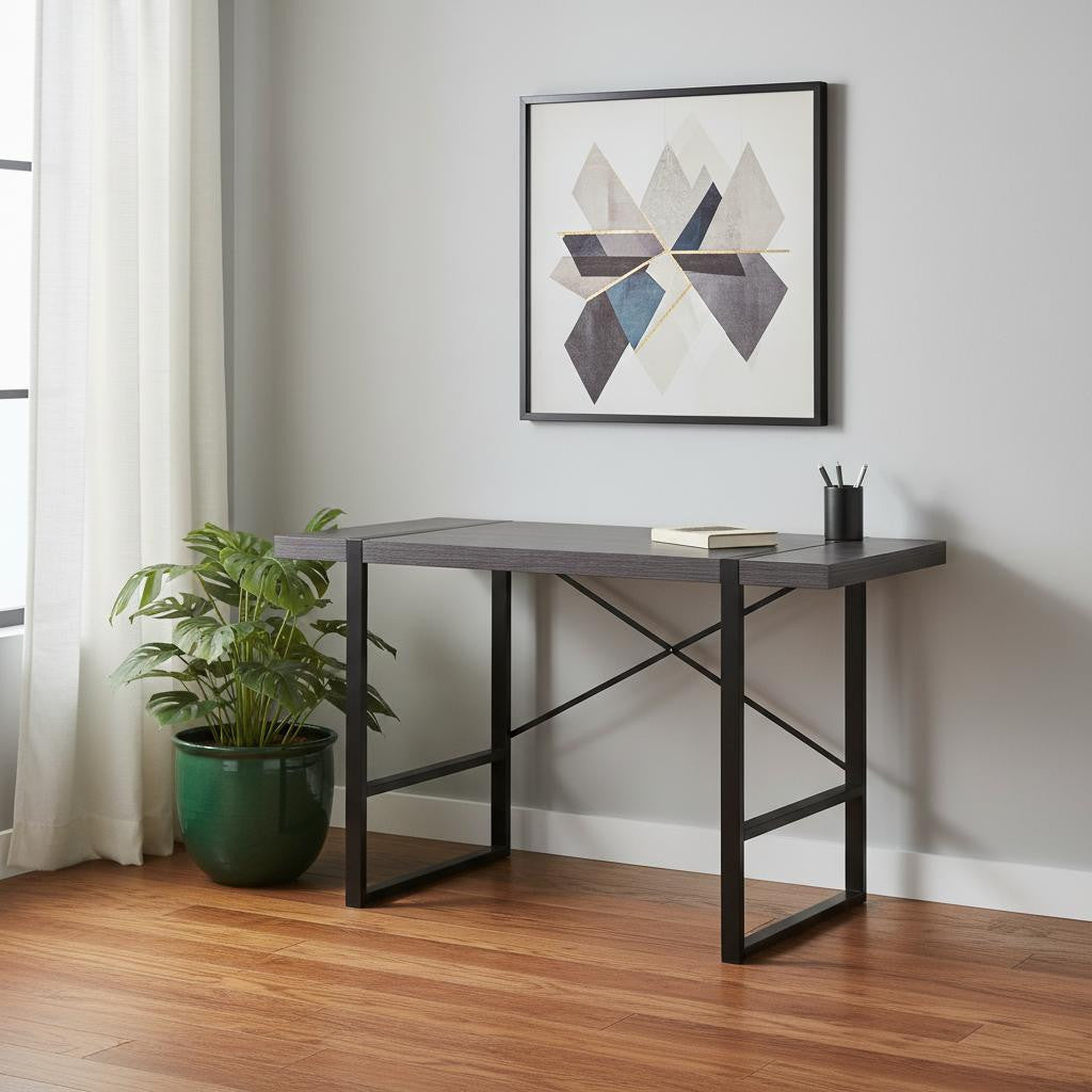 24" Gray and Black Computer Desk-Desks-DECOROLALA