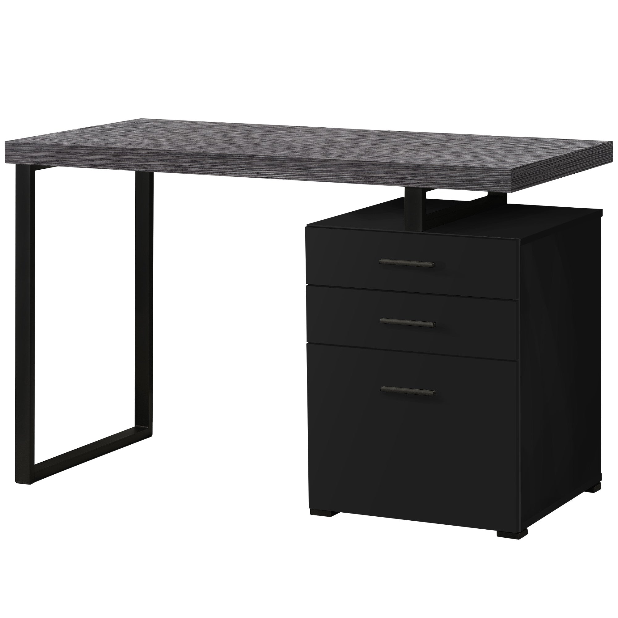 24" Gray and Black Computer Desk With Three Drawers-Desks-DECOROLALA