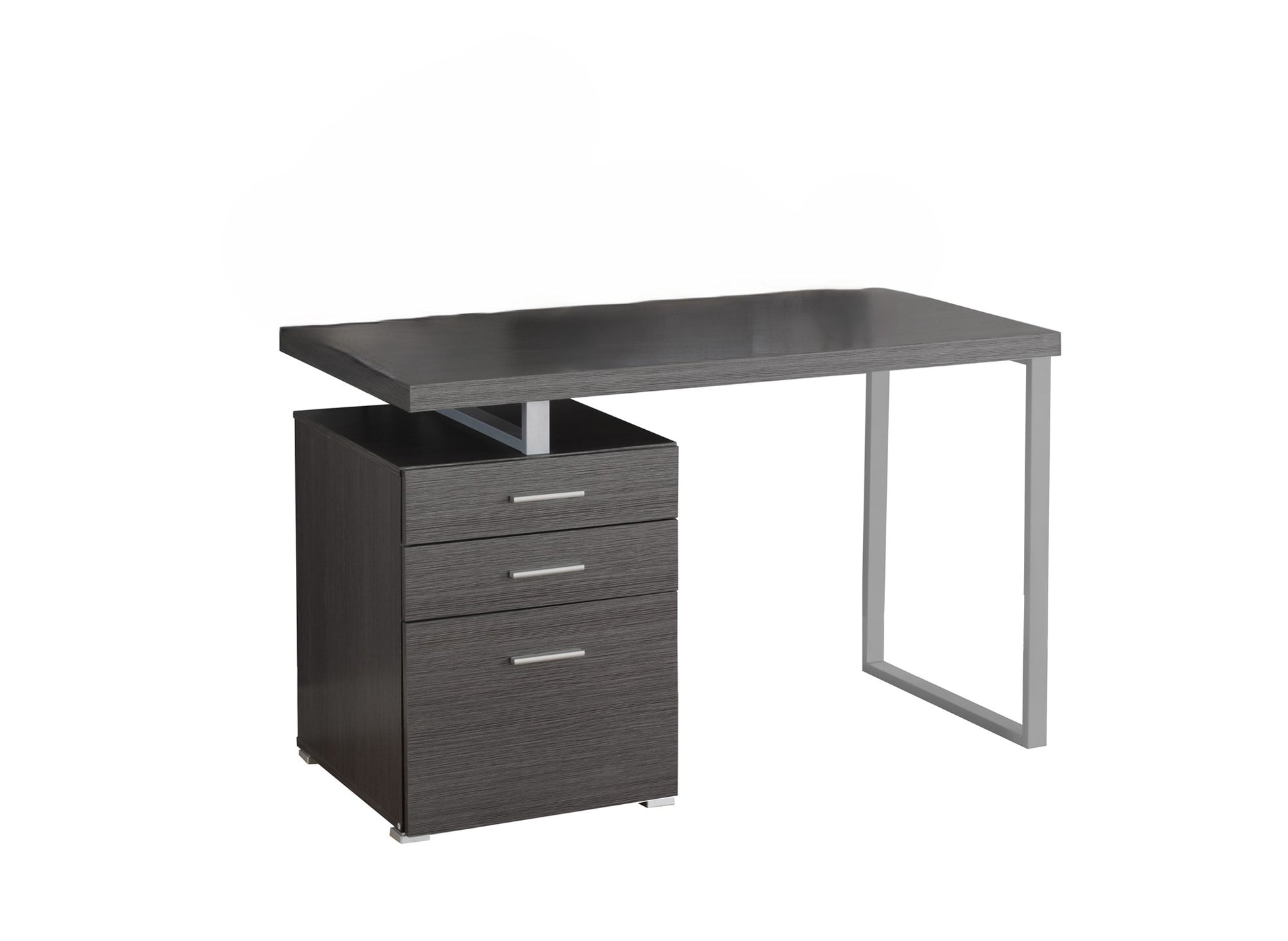 24" Gray and Black Computer Desk With Three Drawers-Desks-DECOROLALA