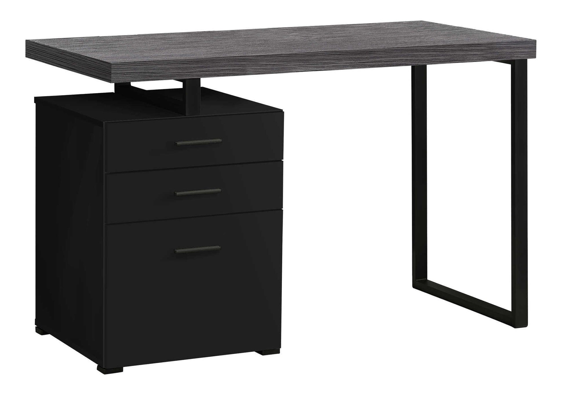 24" Gray and Black Computer Desk With Three Drawers-Desks-DECOROLALA